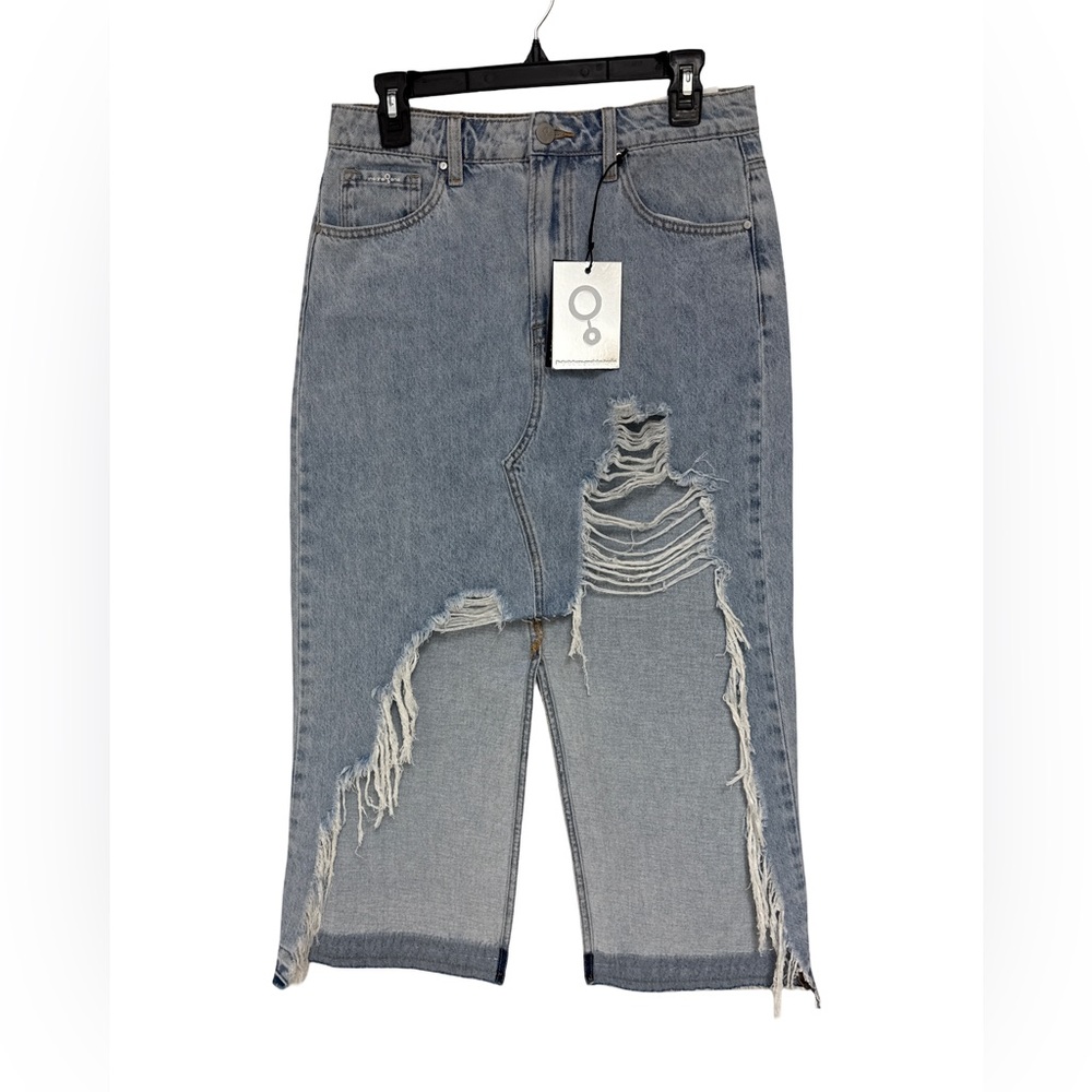 Insane Gene Hi-Rise Distressed Denim Maxi Skirt Women’s Medium NWT❗️